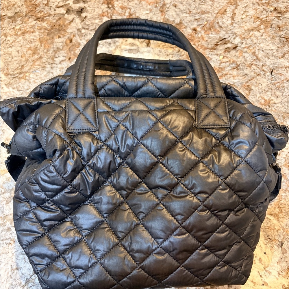 Quince Quilted Top-Handle Tote in Black